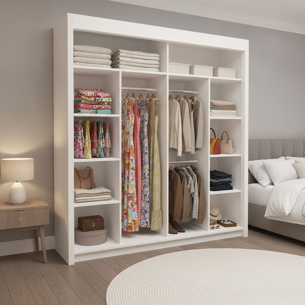 Sliding Mirrored Door Wardrobe - 203 cm Nicole