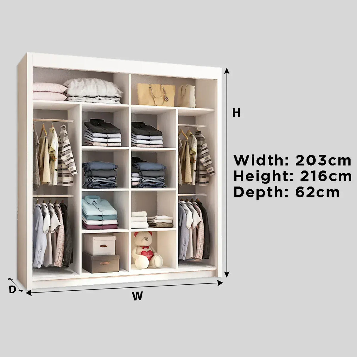 Lyon Mirrored Sliding Door Wardrobe - 203 cm