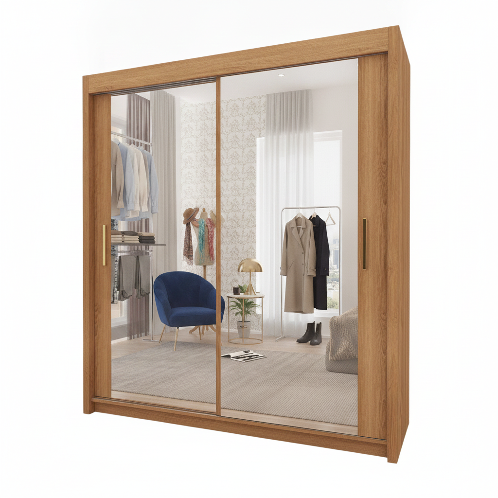 Miro 2 Door Full Mirror Sliding Wardrobe - 150 cm