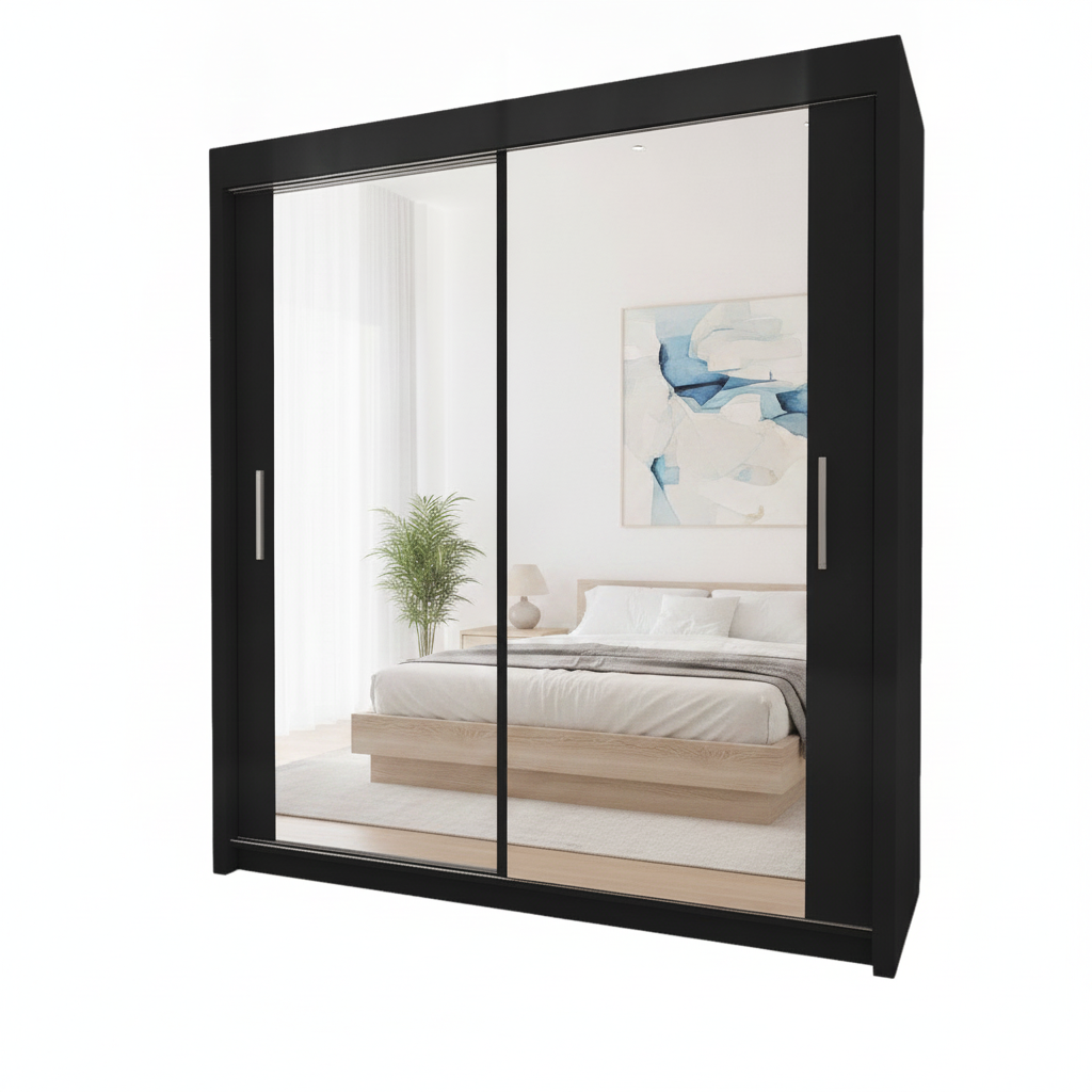 Miro 2 Door Full Mirror Sliding Wardrobe - 120 cm