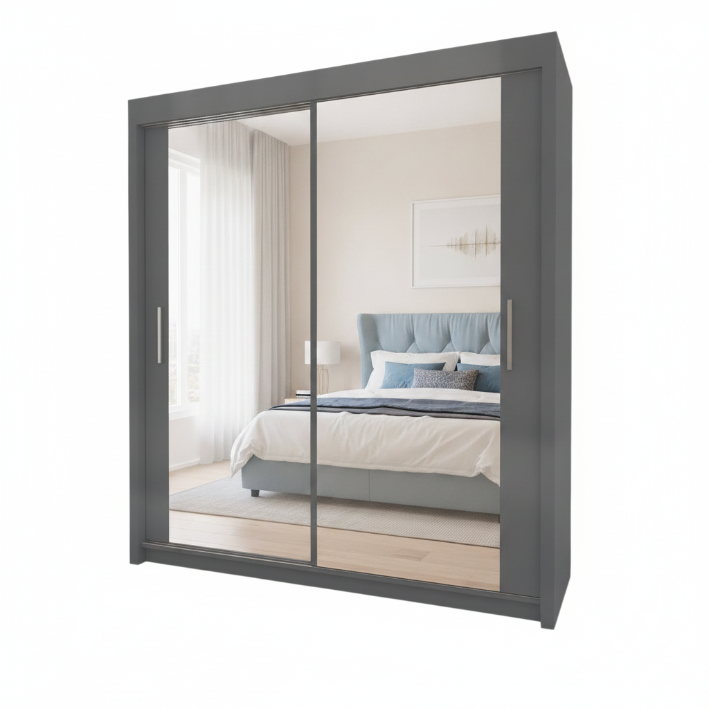 Miro 2-Door Full Mirror Sliding Wardrobe - 180 cm