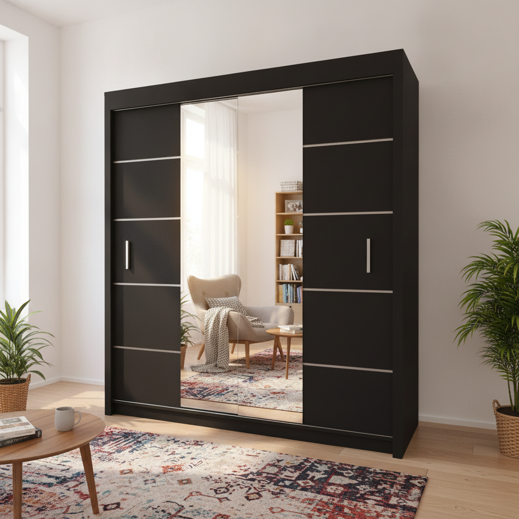 Sliding Wardrobe Centre Mirror Door 203cm – Oslo