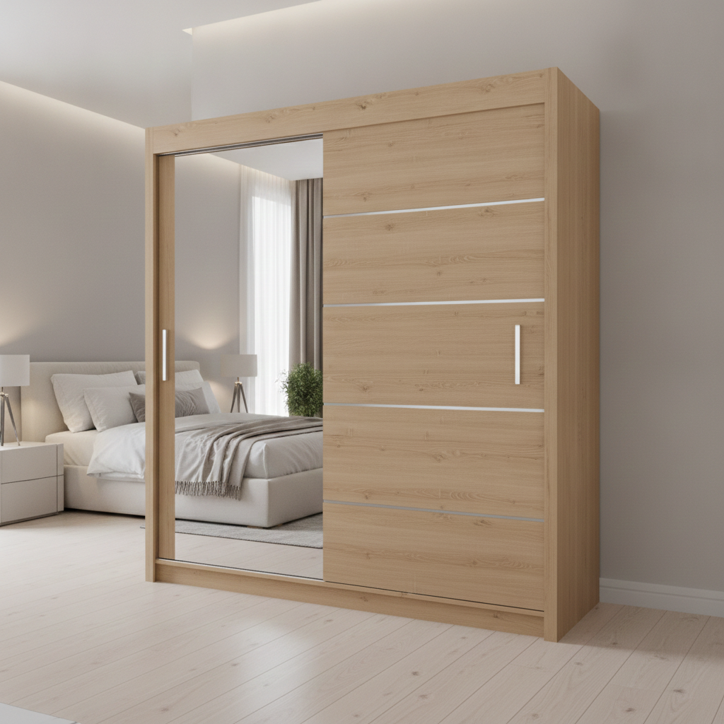Lyon Mirrored Sliding Door Wardrobe - 180 cm
