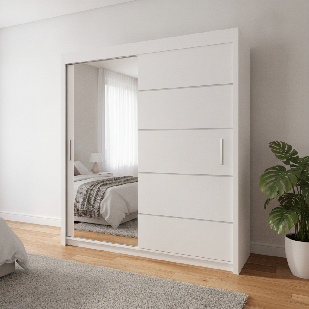Lyon Mirrored Sliding Door Wardrobe - 203 cm