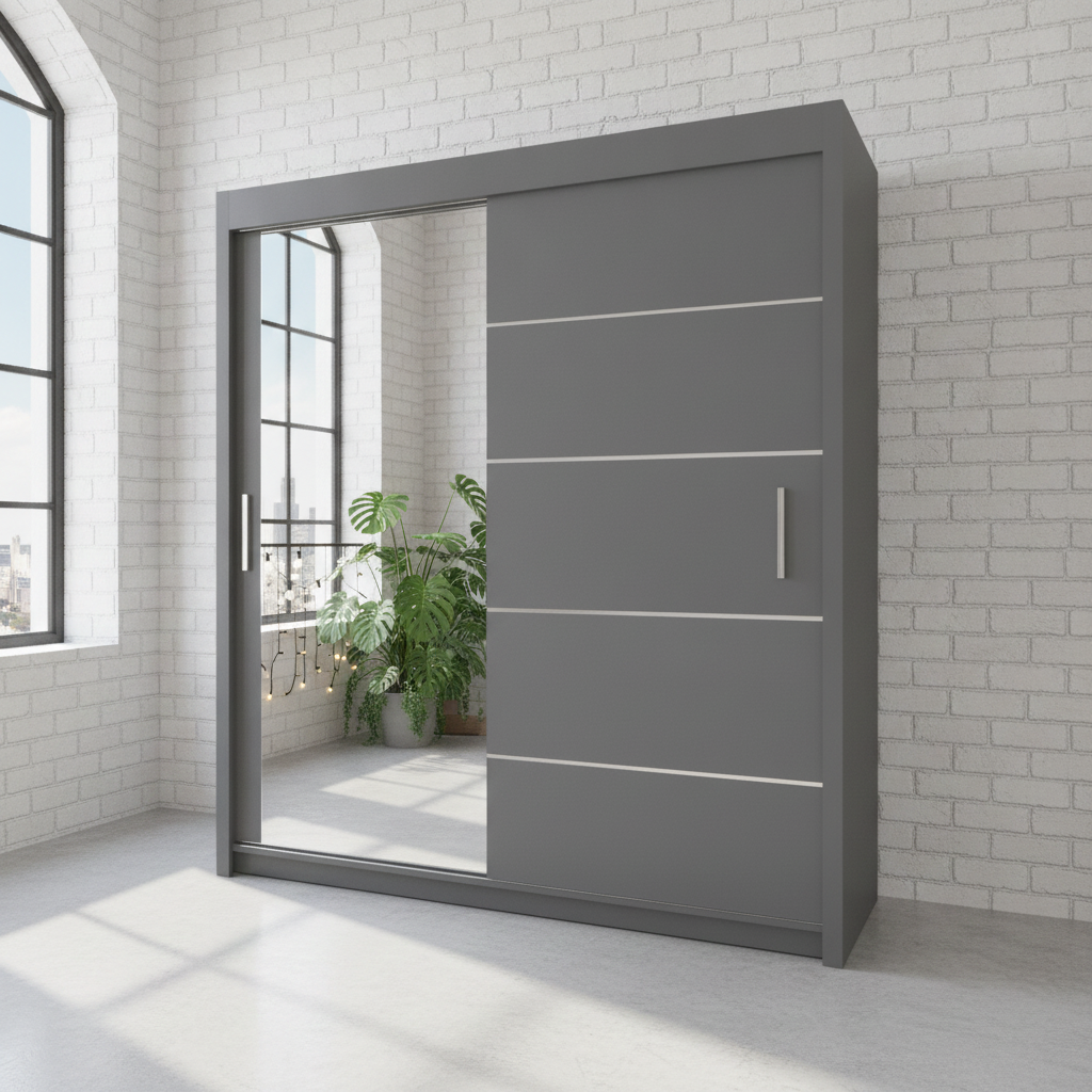 Lyon Mirrored Sliding Door Wardrobe - 203 cm
