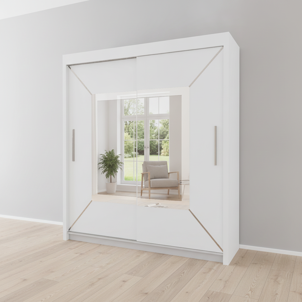 Sliding Mirrored Door Wardrobe - 203 cm Nicole